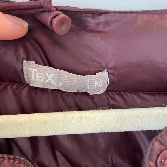 Tex, packable down jacket, dark purple or burgundy, Medium, warm winter puffer - Picture 3 of 6
